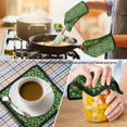 thumbnail image 4 of St. Patrick's Day and Clovers Green Plaid Pattern Kitchen Oven Mitt and Pot Holder Set 2 Pcs, Heat Resistant Up To 392 °F, for Baking, Cooking and Grilling, 4 of 6