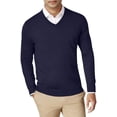 thumbnail image 2 of Club Room Mens Merino Knit Sweater, Blue, Small, 2 of 2