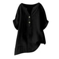 thumbnail image 3 of Womens Loose Buttons Down Blouse Tops Solid Casual Short Sleeve Shirt Blouse, 3 of 3