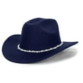 thumbnail image 3 of HJYCHN Glitter Silver Black Cowboy Sun Hat For Women Western Sparkly Rhinestone Design Navy One Size, 3 of 4