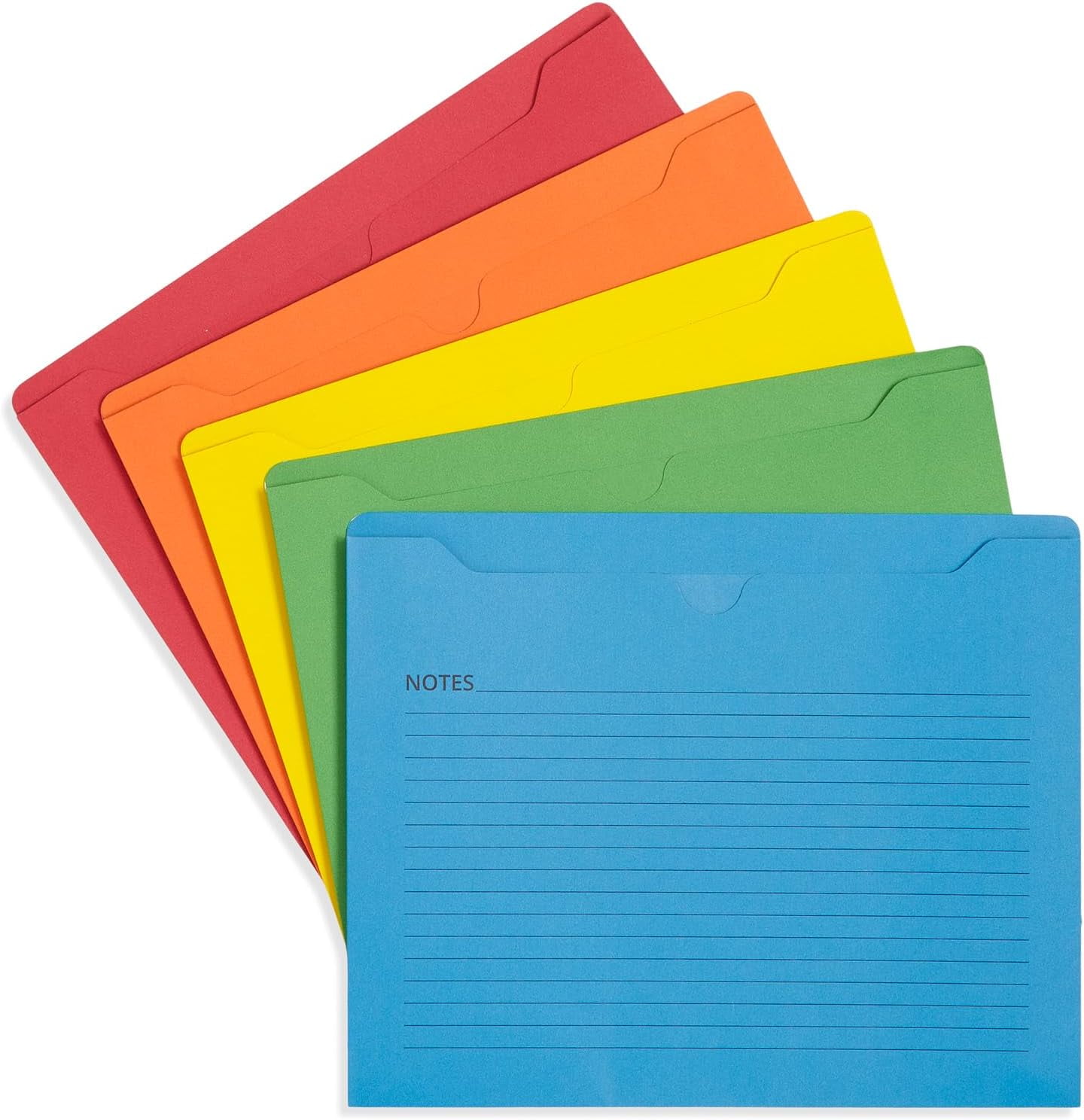 Blue  File Jackets Letter Size 2 Inch Expansion, Lined Folders with Lines for Notes on Front, 2 inch File Jacket Folders, Top Tab Pockets, Assorted Colors, Expandable, 25 Pack