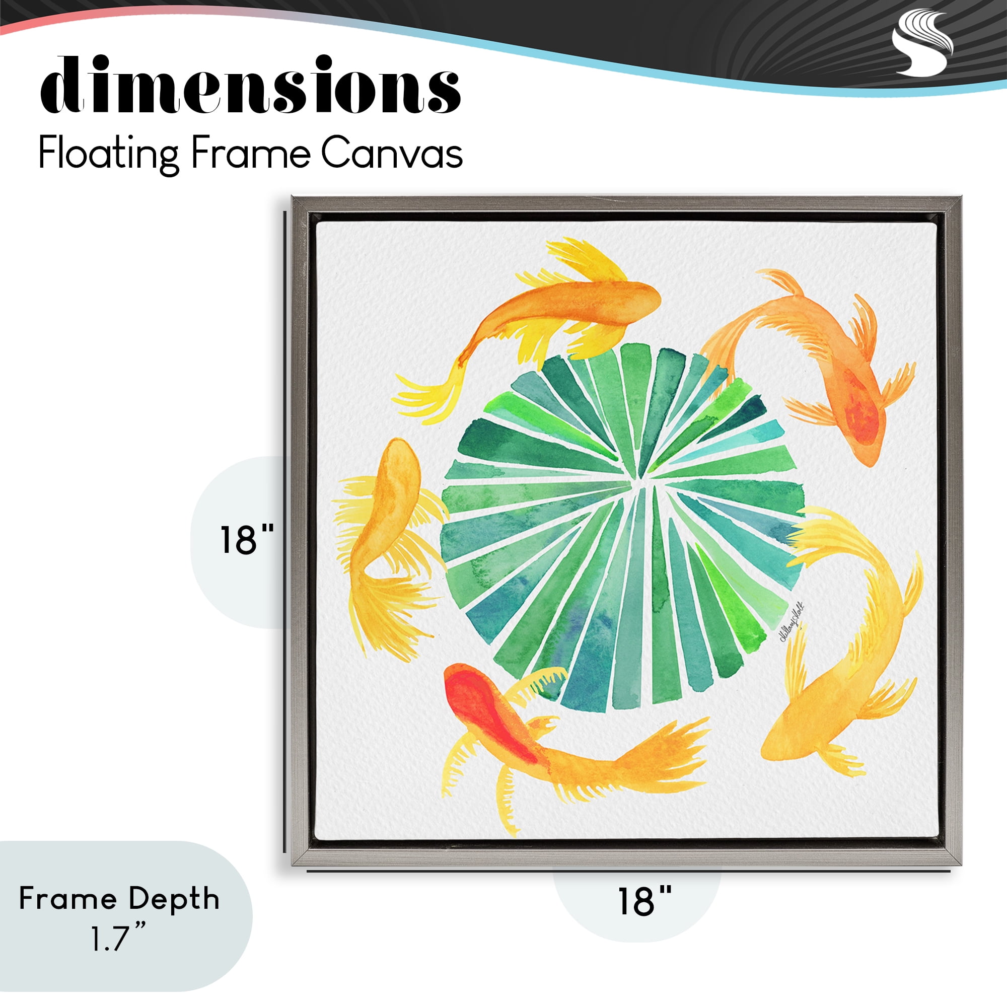 Stupell Industries Lotus Garden Orbital Fish Gray Framed Floater Canvas Wall Art, design by Hillary Holt