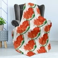 thumbnail image 4 of Watermelon Soft Flannel Fleece Throw Blanket, Summer Time Fruit Slices in Watercolor Paint Style Drawn by Hand, Cozy Plush for Indoor and Outdoor Use, 50" x 60", Vermilion Green, by Ambesonne, 4 of 5