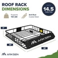 thumbnail image 7 of ARKSEN 43 x 39 x 6 inch Heavy Duty Roof Rack Cargo Carrier w/ 500D PVC Waterproof Cargo Bag, Universal Steel Roof Basket with Extension, 150 LBS Capacity Car Top Luggage Holder for SUV, Truck, Pickup, 7 of 7
