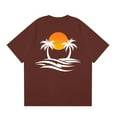 thumbnail image 3 of NAMTYQX Mens Shirts Crewneck Cool Casual Short Sleeve Patterned Hawaiian Light Baggy Breathable Plus Size Hawaiian Shirt for Men Wine Size 3XL, 3 of 5