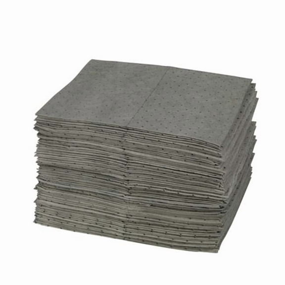 Brady Sorbent Pad, 25 gal, 15 in x 19 in, Universal, Gray, Polypropylene GP300