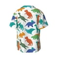 thumbnail image 2 of Vsdgher Colorful Dinosaur Print Men's Wrinkle Free Untucked Cuban Shirt Business Casual Button Down Shirts Short Sleeve Shirt, 2 of 7
