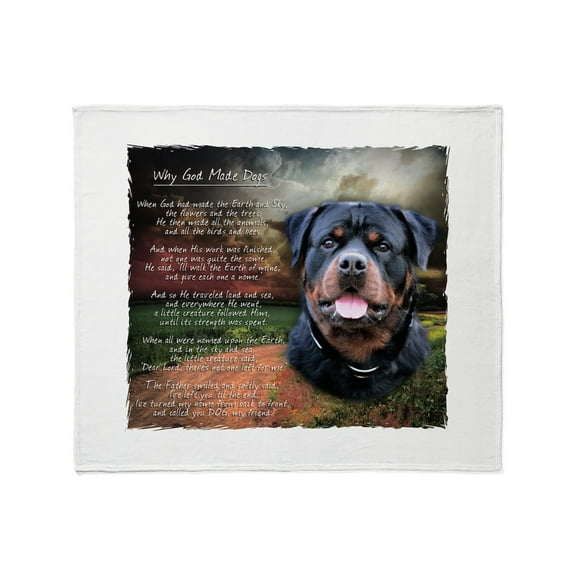 CafePress - Why God Made Dogs Rottweiler Throw Blanket - Soft Fleece Throw Blanket, 50"x60" for All Ages