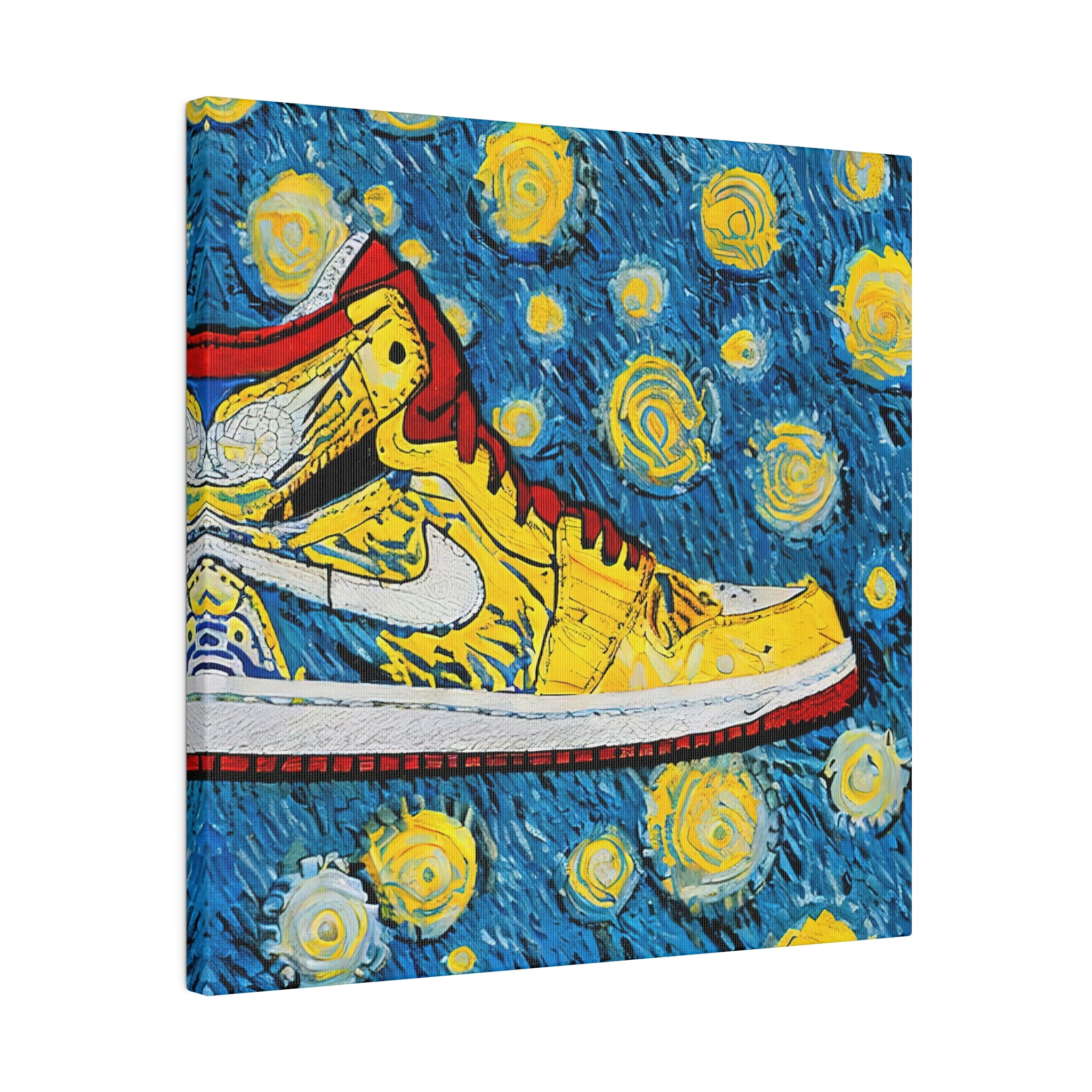 Nike Air Jordan Shoes One Canvas Wall Art - Van Gogh Style Pop Art -  
