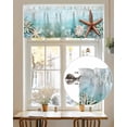 thumbnail image 7 of Ocean Starfish Valances for Windows Seabed Coral Shell Vintage Blue Texture Valance Rod Pocket Light Filtering Short Window Treatments Curtains for Kitchen Bathroom Living Room Bedroom, 42 x 12 Inch, 7 of 7