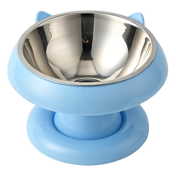 Elevated Cat Bowls, Anti-Tip Stainless Steel Feeding Plate, Neck Protection Wide Opening for Indoor Outdoor Daily Use