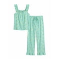 thumbnail image 3 of JWD Womens Two Piece Pajama Set Soft Sleeveless Ruffle Strap Cami Top and Long Pants Lightweight Lounge Sleepwear Green Butterfly L, 3 of 7