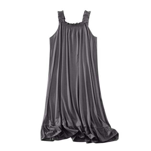 cfhntfmh Women's Pjs Nightgown Square Neck Sleeveless Loose Comfy Sleepwear Pleated Nightshirt Pajama Nightdress