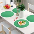 thumbnail image 5 of Round Placemats Plate Mats 15 Inch Non-Slip Heat Resistant Washable PVC Set Table Decoration for Kitchen Dining Light Green, 5 of 6