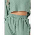 thumbnail image 5 of DARING DIVA Women's Hollow Out Tops with Slit Shorts Pajamas Sets XS Green, 5 of 5