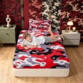 thumbnail image 3 of Manfei Minimalism Camouflage Twin Fitted Sheet, Old Fashion Camo Bedding, Crimson Red, 2-Piece, 1 Fitted Sheet and 1 Pillowcase, 3 of 6