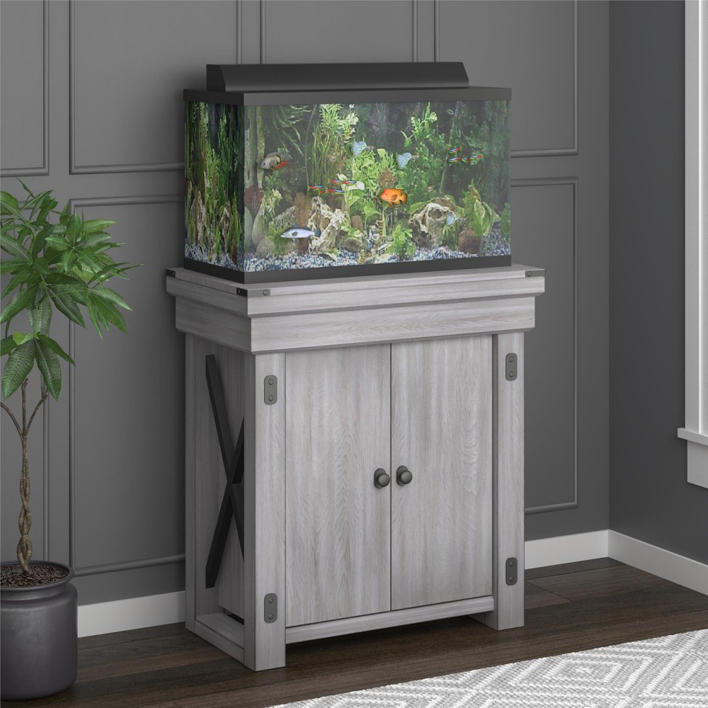 Flipper Wildwood 20 Gallon Aquarium Stand, Rustic White