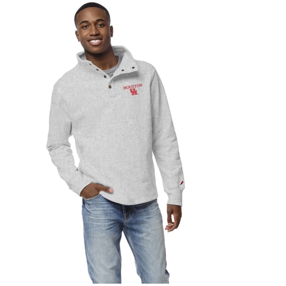 Men's League Collegiate Wear Gray Houston Cougars 1636 Fleece Quarter-Snap Pullover Top
