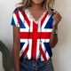 thumbnail image 1 of Fiudx Ofertas y Liquidaciones Moda Mujer Casual Día de La Independencia Impresión Blusa Manga Corta Camiseta Verano Encaje Tops, 1 of 5