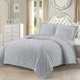 thumbnail image 3 of All Season Fluffy Velvet Mini Dots Quilted Embroidered Luxurious Soft Bedspread - King/Calking - Gray, 3 of 3