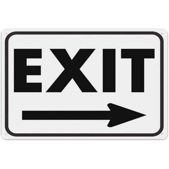 Exit Black And White (Right Arrow) Sign 8"x12" - Aluminum Tin Warning for Home Outdoor Garden, High-Visibility Directional Decor