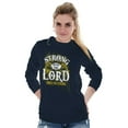 thumbnail image 4 of Strong With the Lord Christian Faith Plus Size Long Sleeve Graphic Tee Shirt Brisco Brands 2X, 4 of 5