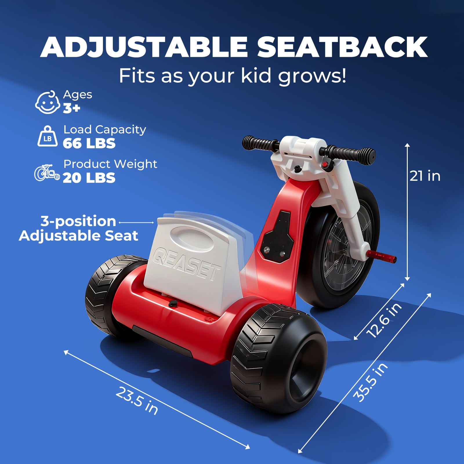 QEASET 24V Electric Big Wheel Tricycle