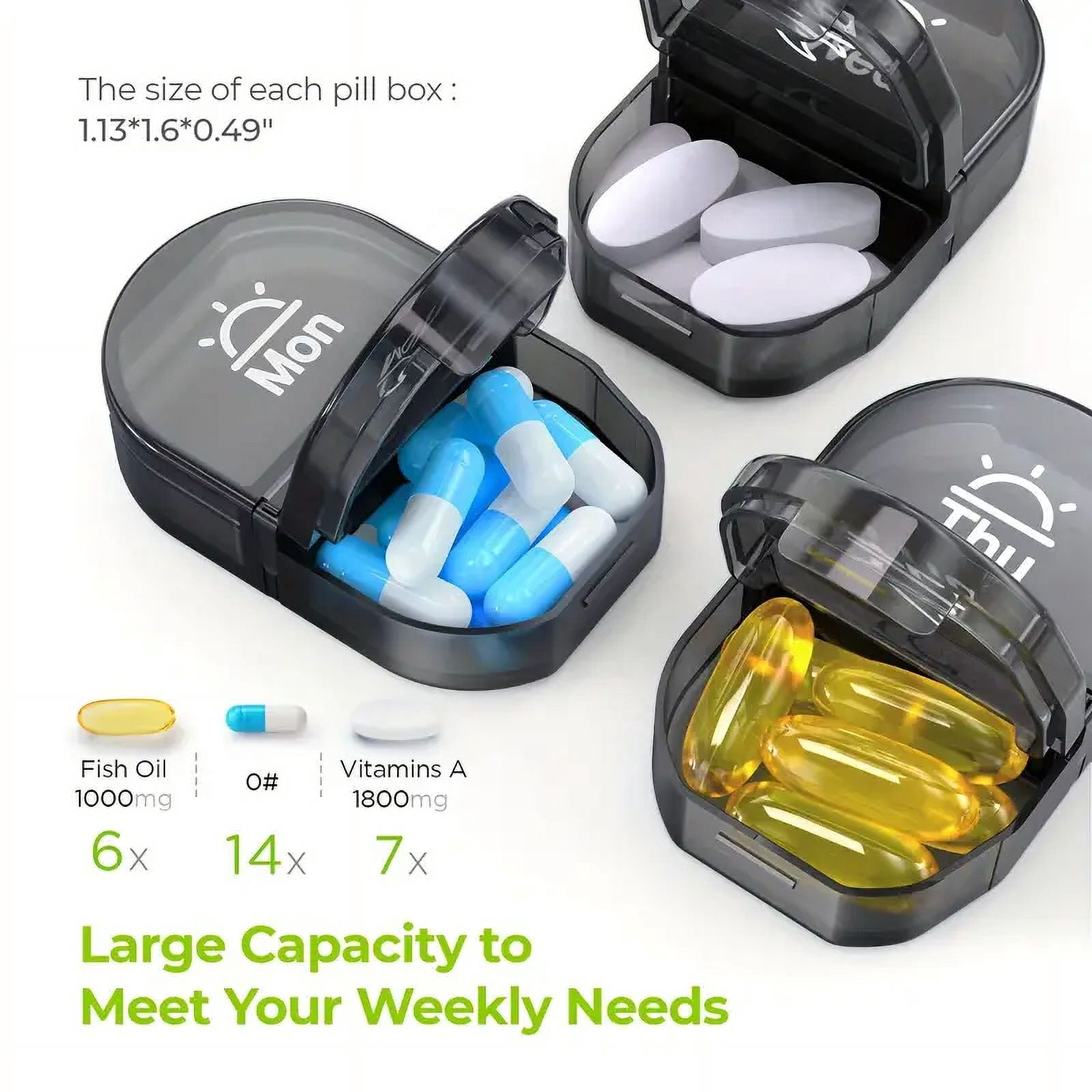 Pill Box Weekly Pill Organizer 2 Times a Day Canvas Bag, Large AM/PM Pill Box 7 Day with Portable Zipper Cloth Bag