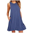 thumbnail image 2 of Summer Sundresses for Women Sleeveless Crewneck Loose A Line Flowy Knee Length Dress Beach Vacation Dress, 2 of 5