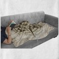 thumbnail image 6 of Compass Soft Flannel Fleece Throw Blanket, Vintage Nautical Themed Graphic of Engraved Style Drawn Windrose, Cozy Plush for Indoor and Outdoor Use, 50" x 60", Eggshell Dark Cocoa, by Ambesonne, 6 of 6