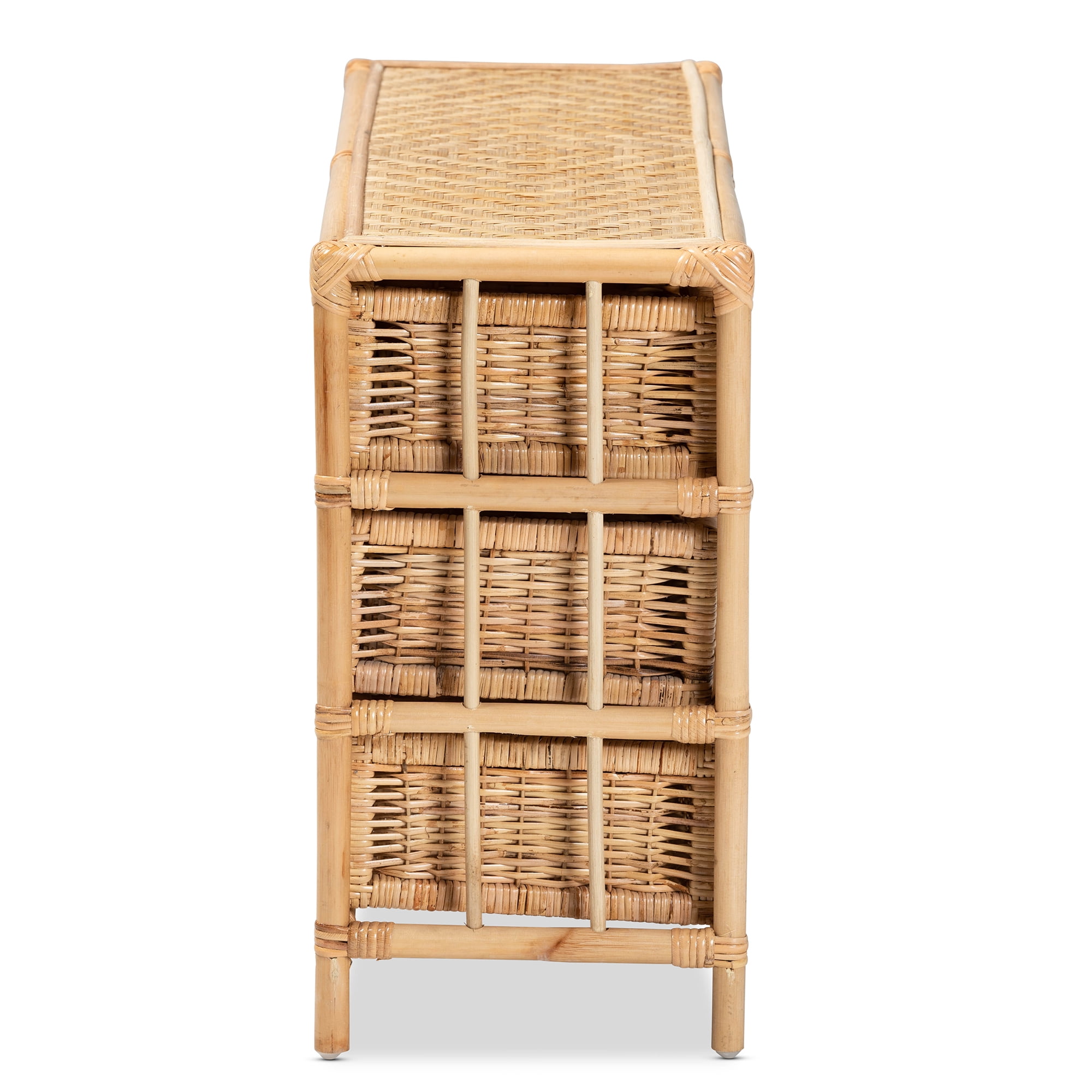 bali & pari Dariana Rattan BOHO Storage Cabinet, 6-Drawer, Natural Brown