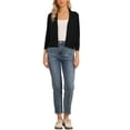 thumbnail image 2 of INSPIRE CHIC 3/4 Sleeve Cropped Cardigan for Women's Knit Sweaters Lightweight Open Front Bolero Shrug XS Black, 2 of 6