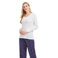 thumbnail image 4 of GLOBAL Women's Flannel Pajama Sets Knit Top Flannel Pants Sleepwear Long-Sleeve Top & Bottom, Size S-3XL, 4 of 5