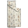 thumbnail image 2 of Monochrome Cat and Flower Beige Teens Toddler Nap Mat with Pillow, Sleeping Mat Bag for Preschool Daycare 60"x20", 2 of 6