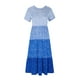 thumbnail image 4 of Vestido de Manga Corta para Mujeres Vestido de Verano de Cuello Redondo Impreso, Poliéster de Tamaño Verdadero Diario Y Vestido de Fiesta, 4 of 5