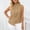 Khaki, variant on Womens Elegant Tank Tops Crewneck Sleeveless Flowy Pleated Solid Color Blouses Summer Fashion Shirts Brown M