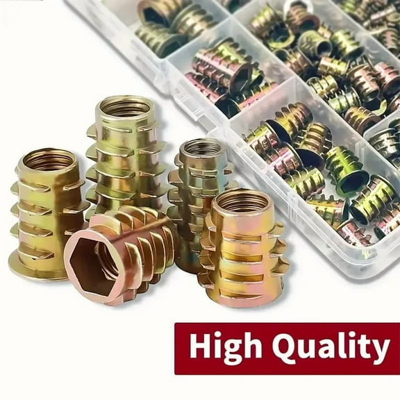 DEXIMRO 230PCS Threaded Inserts Nuts, Wood Insert Assortment Tool Kit, M4/M5/M6/M8 Furniture Screw in Nut Inserts Metric Bolt Fastener Hex Socket Drive for Wood Furniture Assortment