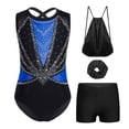 thumbnail image 3 of Sholeno Girls Gymnastics Dance Leotard Sets Tumbling Skating Workout Outfit with Shorts Hairband Storage Bag Blue 12, 3 of 7