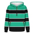 thumbnail image 4 of FRSASU Mens Color-Block Striped Printed Workwear Hooded Sweatshirt with Zipper Pocket Lightweight Pullover Green, 4 of 5