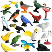 Ksopiavobs 17 Pcs Mini Bird Figurine Set Realistic Hand Painted Bird Figures Miniature Flamingo Parrot Figurine for Bird Collection Birthday Gift Cake Toppers