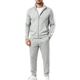 thumbnail image 2 of Men's 2 Piece Tracksuit Full Zip Stand Collar Jacket with Matching Long Pants Set Side Stripe Athletic Outfits, 2 of 8
