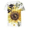 thumbnail image 5 of Womens Tops Short Sleeved Honeybee Festival Casual Printed Round Neck T-shirt Brown XXXXXL, 5 of 5