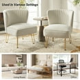thumbnail image 7 of Velvet Armless Accent Chair Gold Metal Legs Modern Upholstered Single Sofa Side Chair Home Living Room Tan, 7 of 7