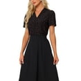 thumbnail image 4 of INSPIRAR CHIC Blusas de Cuello en V para Mujeres Elegante Casual Estampado de Cereza con Solapa Notch Verano de Manga Corta XL Negro, 4 of 6
