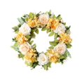 thumbnail image 3 of Corona de primavera para puerta de entrada, corona de flores artificiales, hojas verdes para inauguración de la casa. Champán, 3 of 9
