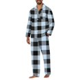 thumbnail image 2 of Men's Pajama Sets Long Sleeve Checked Lounge Wear Set Flannel Pyjamas Plaid Top and Bottoms 2 Piece Winter Cotton Nightwear White 3XL, 2 of 5