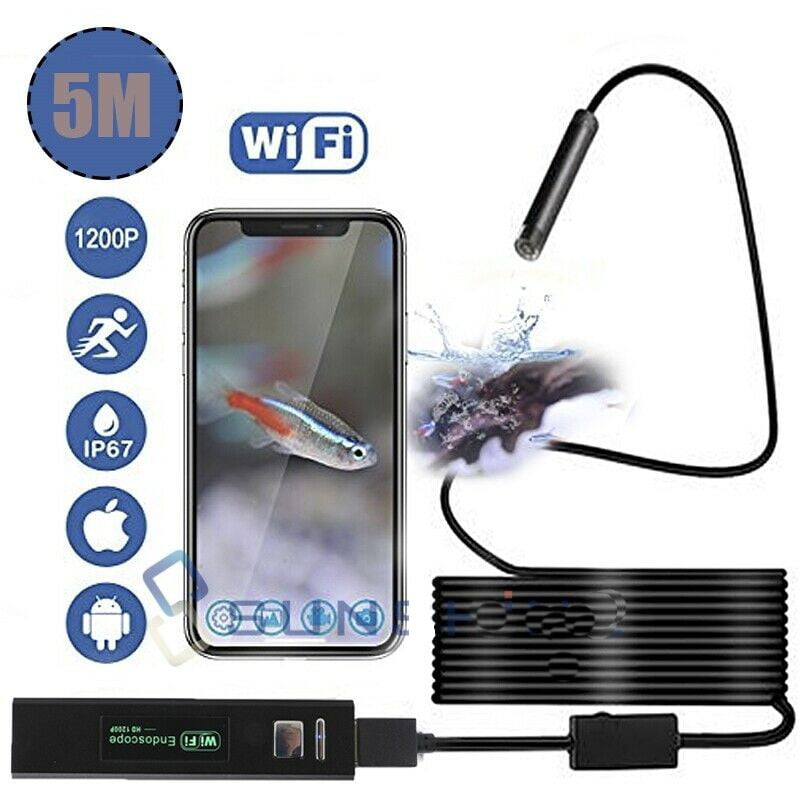 For Phone Camera 5M WiFi 8LED Waterproof Borescope Inspection Snake Tube 