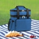 thumbnail image 1 of Bolsa de dos capas Bolso de almuerzo Bolsa de bento de caja de mano resistente al agua (azul retro), 1 of 8