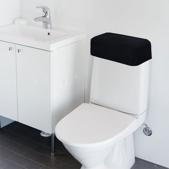 SOPOTUTU 2-Pack Universal Black Toilet Tank Covers Soft Stretchable Protective Sleeves for Bathroom