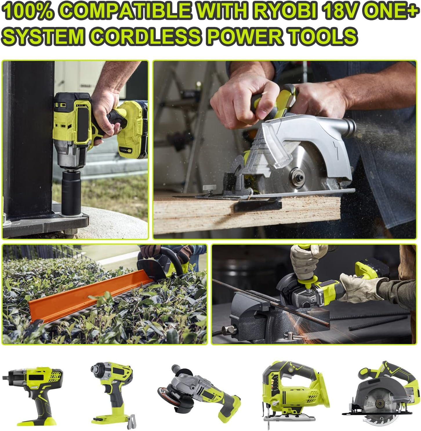 9.0Ah for Ryobi One+Plus RB18L50 18V Lithium P108 Battery P109 Cordless